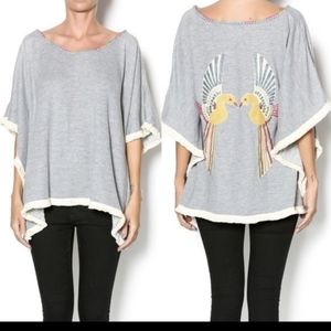 Judith March embroidered poncho style sweater